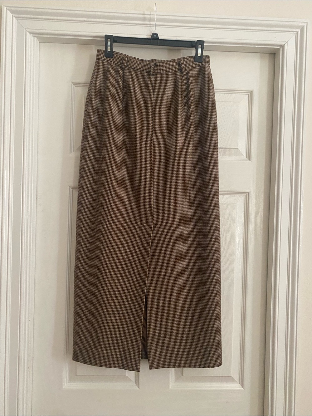 Ralph Lauren Brown Houndstooth Midi Pencil Skirt - Picture 2 of 3
